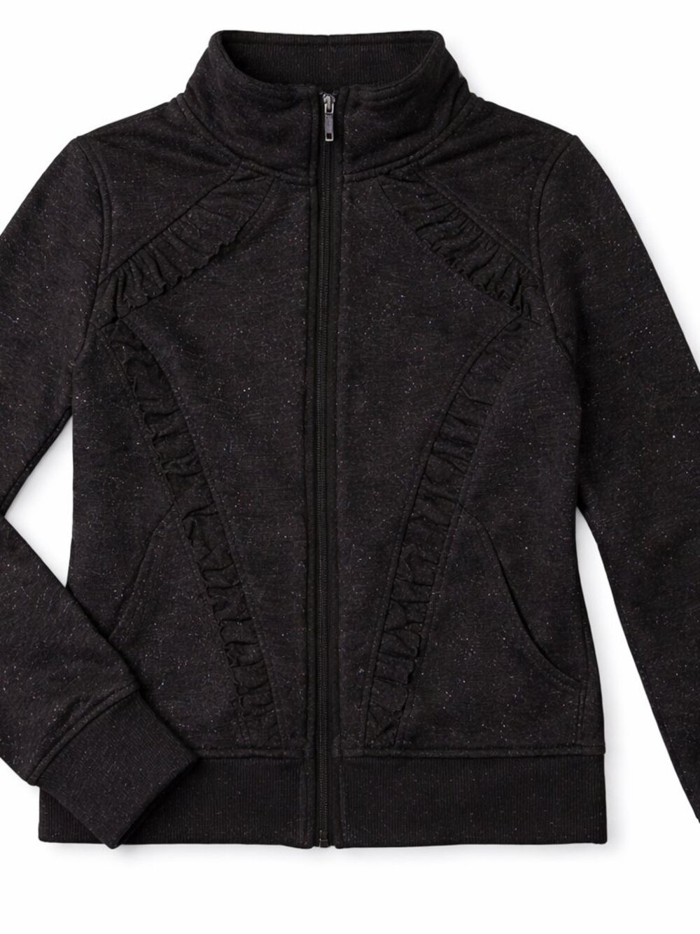 Ivivva Girl by Lululemon 🍋Cuddle me jacket zipper black silver sparkles size 10 - Picture 6 of 6